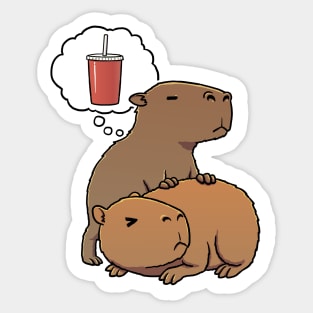 Capybara thirsty for a Soda Drink Sticker